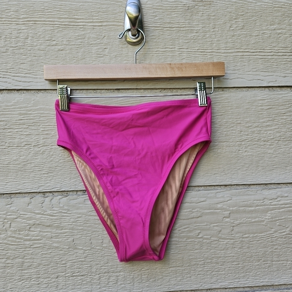 NWT J. Crew hot pink Hallie high waisted bikini bottom XS